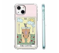 Vesidurt Coffee Tarot Card Cup Sun Floral Cat Pattern Case for iPhone 15,Unique Trendy Soft TPU Phone Protective Cover,ip15