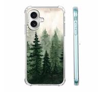 Vesidurt Foggy Forest Mountain Nature Scenery Pattern Case for iPhone 16,Unique Trendy Soft TPU Phone Protective Cover,ip16