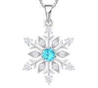 Vesitim Snowflake Necklace 925 Sterling Silver Frozen Snowflake Pendant Birthstone Christmas Ornaments Gift for Women