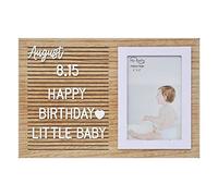 Veskaoty Wood Letter Board Picture Frame with 493 Letters, Numbers & Symbols - 11.8 x 7.9 inch Changeable Message Board Photo Frame for Family, Babies, Pets