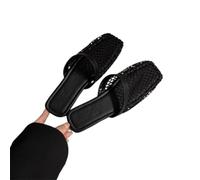 Veslyn Slippers Women Lightweight Mesh Slippers, Comfortable Square Toe Mule Sandals With Simple Style For Indoor Outdoor Wear-black-35