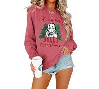 VESMARP 2023 New Women's Sweatshirt Have A Holly Dolly Christmas Witch Long Sleeve Pullover Sweater Christmas Shirt, Red, Medium