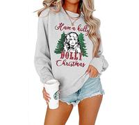 VESMARP 2023 New Women's Sweatshirt Have A Holly Dolly Christmas Witch Long Sleeve Pullover Sweater Christmas Shirt
