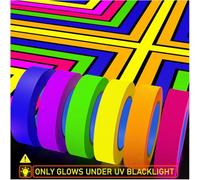 Vesmiga Neon Tape - UV Blacklight Reactive Glow in The Dark Tape, Neon Fluorescent Gaffer Tape for Glow Parties, Theater Stages, Dance Floors (6 Color)