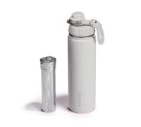 Vesmoon Vessence 24 Oz Stainless Steel Tea Infuser Bottle for Loose Leaf Tea, Water, Herbs, Fruits - Triple Layered Insulated, Leak Proof Bottle with Lid and Clip Handle - 24 Hours Hot/Cold