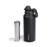 Vesmoon Vessence 32 Oz Stainless Steel Tea Infuser Bottle for Loose Leaf Tea, Water, Herbs, Fruits - Triple Layered Insulated, Leak Proof Bottle with Lid and Clip Handle - 24 Hours Hot/Cold