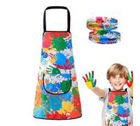 Vesone Kids Art Apron, Children's Waterproof Painting Apron with Pocket and Sleeves for Cooking Baking Painting, Kitchen Chef Aprons, Graffiti Painting Aprons Art Smocks for Age 3-11