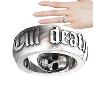 Vesone Mens Skull Rings, Gothic Skull Rings, Silver Alphabet Wedding Eternity Ring Women Men Gothic Pure Tin Jewelry
