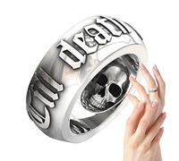 Vesone Skull Rings For Women,Silver Gothic Ring | Silver Alphabet Wedding Eternity Ring Women Men Gothic Pure Tin Jewelry