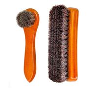 VESONNY 2Pcs Horsehair Shoe Brush - Natural Bristles for Cleaning & Polishing Leather, Suede, Sneakers (Brown 3)