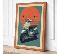 Vespa in the Sun Vintage Canvas Wall Art Print 24x16 Inch (61 x 41 cm)