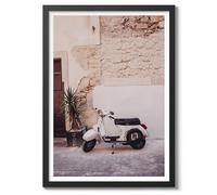 Vespa Italia Poster, Photography Print, Natural Landscape Wall Art, Minimalist Modern Art Pictures, Living Room Home Decor Photograph Picture, A3 (Black Frame) - 45x32.8cm