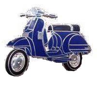 Vespa PX Scooter Navy And Silver Enamel Pin Badge 3cm x 2.5cm