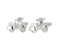 Vespa Scooter Cufflinks - Onyx Art CK386 Mens Novelty Gift Rhodium Cuffs In Premier Life Packaging