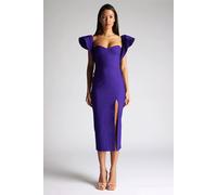 Vesper Women's Frill Sleeve Midaxi Dress with Thigh Split in Purple | Size: 8 Vesper Purple 8
