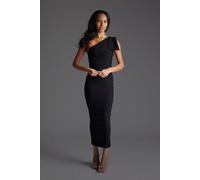 Vesper Women's One Shoulder Bow Detail Bodycon Midaxi Dress in Black | Size: 10 Vesper Black 10