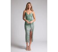 Vesper Women's Strappy Sequin Midaxi Dress with Thigh Split in Mint | Size: 6 Vesper Mint 6