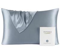 Vespersilk 100% Mulberry Silk Pillowcase for hair and skin, Real Premium 19 Momme, Grade 6A Silk on Both Sides, with Hidden Zipper, 1pc (Standard 50x75cm, Blue Haze)