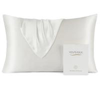 Vespersilk 100% Mulberry Silk Pillowcase for hair and skin, Real Premium 19 Momme, Grade 6A Silk on Both Sides, with Hidden Zipper, 1pc (Standard 50x75cm, Ivory White)