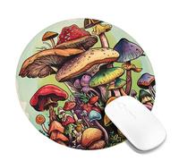 Vesplim Mushroom Gaming Mouse Pad Aesthetic Plants Cottagecore Vintage Country Artsy Green Beige Red Polyester Rubber Non- Slip Decorative Office Company