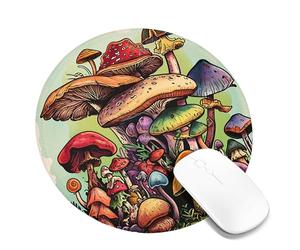 Vesplim Mushroom Gaming Mouse Pad Aesthetic Plants Cottagecore Vintage Country Artsy Green Beige Red Polyester Rubber Non- Slip Decorative Office Company