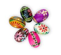 VESPLO Pysanky Hand Painted Polish Wooden Easter Eggs -Traditional Decorative Eggs for Easter, Holiday, Home Decor - Made in EU Poland (Medium) 2,36inch - 6 Units