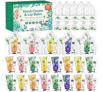 VESPRO 50 Sets Bulk Hand Cream & Lip Balm Bulk Gifts for Christmas Stocking Fillers and Wedding Display
