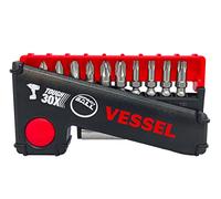 VESSEL Set of 10 Torsion Impact Ball Screw Bits + Bit Holder