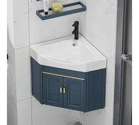 Vessel Sink Bathroom Basin Corner Mounted 15 Inch Vanity Wash Hand Sink Combo with Hot and Cold Water Faucet for Space-Saving Solutions