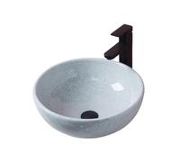 Vessel Sink Creative Colorful Crackle Glaze Above Counter Basin Small Size Ceramic Wash for Bathroom(White)