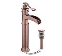 Vessel Sink Faucet Copper Tall Bathroom Faucets Waterfall Single Handle
