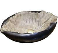 Vessel Sink Hotel Art For Outdoor Bistro - Vanity Creative Alien Leaf Above Counter Basin Retro Thick Ceramic Washbasin Style Antique,Beige-57 * 39 15Cm,Beige-57*39*15cm,Beige-57*39*15cm