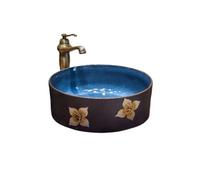 Vessel Sink Vintage Countertop Basin Scandinavian Washbasin Round Ceramic Art Bathroom Sink Chinese Antique Washbasin Bathroom Sink