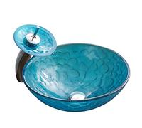 Vessel Sinks Bathroom Vessel Sink Tempered Glass Washbasin Round Countertop Vanity Bathroom Bowl Sink(Sink Set)