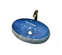 Vessel Sinks Household Large Size Single Basin Ceramic Retro Above Counter Round Bathroom Art Wash Bathroom Bowl Sink(A)