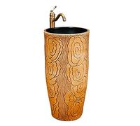Vessel SXSLTSA Ceramic Handmade Pedestal SXSLTSA, One Piece with Drain Installation Hole, for Bathroom, Balcony,E,42x42x83cm,I-42x42x83cm