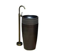 Vessel SXSLTSA Ceramic Handmade Pedestal SXSLTSA, One Piece with Drain Installation Hole, for Bathroom, Balcony,E,42x42x83cm,I-42x42x83cm