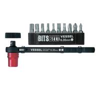 VESSEL TD-73MC Flat Plate Ratchet Screw Catcher Mixed Bit Set of 10 pcs NEW