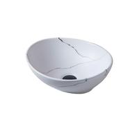Vessel Vanity Sink Above Counter Basin Round Vessel White Porcelain Ceramic Bathroom Sink, 40 * 33 * 15cm Modern Countertop