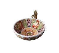 Vessel Vanity Sink Bathroom Ceramic Countertop Art Sink 40 * 40cm Round Retro Light Luxury Wash Basin Modern Countertop