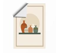 Vessels on Shelf Mid-Century Unframed Wall Art Print A3 (42×29.7cm), Wall Decor for Living Room, Bedroom, Office & Home, Art Gift