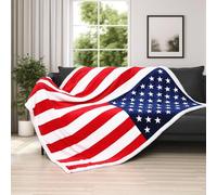 Vessia American National Flag Throw Blanket, US Flag Patriotic Sherpa Blanket for Couch,Bed and Sofa, Warm and Soft Gift for Citizen, Patriot, Soldiers
