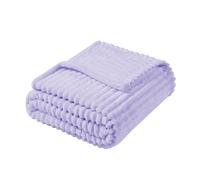 Vessia Flannel Fleece Throw Blanket for Couch,Sofa,Bed, 300GSM Striped Light Purple Blanket for Adults, Super Soft Warm Cozy Lightweight Ribbed Lilac Throw for All-Season(Lavender,50x70inch)