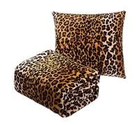 Vessia Leopard Printed Throw Blanket(50x71inch) with Pillow Cover(18 * 18inch), Soft Cozy 290GSM Classic Leopard Pattern Throw for All Season Decor, Comfy Yellow Cheetah Print Flannel Fleece Blanket