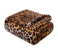 Vessia Leopard Printed Throw Blanket for Couch,Bed,Sofa, Soft Cozy 290GSM Classic Leopard Pattern Blanket for All Season, Lightweight Comfy Yellow Cheetah Animal Print Flannel Fleece Decor