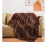 Vessia Leopard Printed Throw Blanket for Couch,Bed,Sofa, Soft Cozy 290GSM Classic Leopard Pattern Throw for All Season Decor, Comfy Yellow Cheetah Animal Print Flannel Fleece Blanket(50x70inch)
