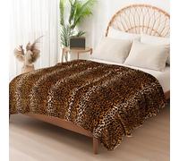 Vessia Leopard Printed Twin Size Blanket(60x80inch), Soft Cozy 290GSM Classic Leopard Pattern Bed Blanket for All Season, Comfy Yellow Cheetah Print Flannel Fleece Home Decor