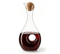Vessyn Hand-Blown Crystal Wine Decanter with Cork Stopper, 1.2L Lead-Free Red Wine Carafe Aerator with Unique Donut-Shaped Handle, Elegant Centerpiece & Wine Lover Gift