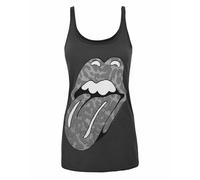 Amplified Clothing Grey Rolling Stones Leopard Tongue Logo Vest Womens