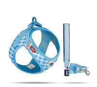 Vest Harness curli Clasp Air-Mesh Skyblue-Caro XS & Leash M